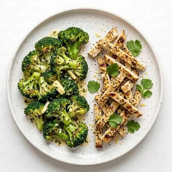 Lemon-Garlic Chicken Arrows with Herb Butter Broccoli